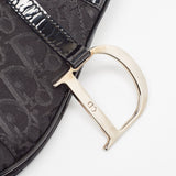 Dior Black Oblique Canvas And Patent Leather Xs Saddle Bag