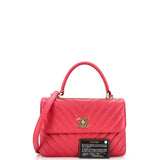 Trendy CC Top Handle Bag Chevron Lambskin Small