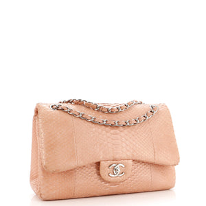 Classic Double Flap Bag Python Jumbo
