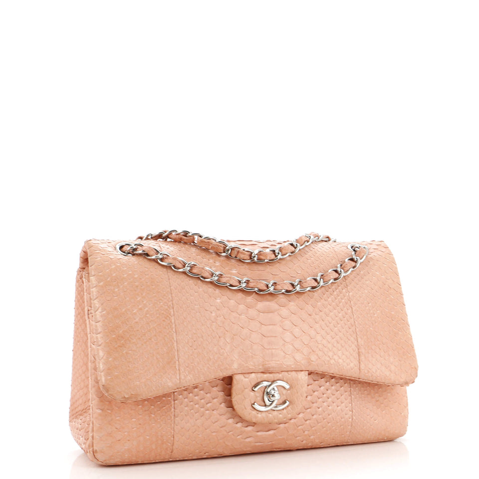 Classic Double Flap Bag Python Jumbo