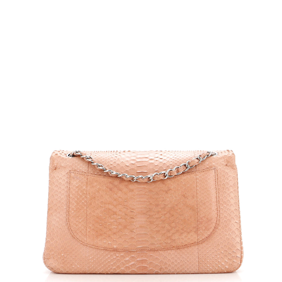 Classic Double Flap Bag Python Jumbo