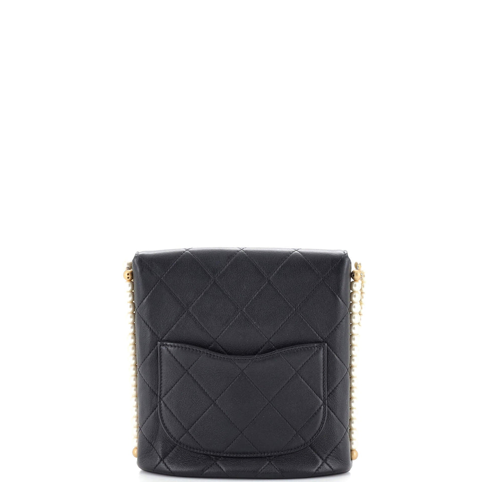 About Pearls Flap Hobo Quilted Calfskin Small