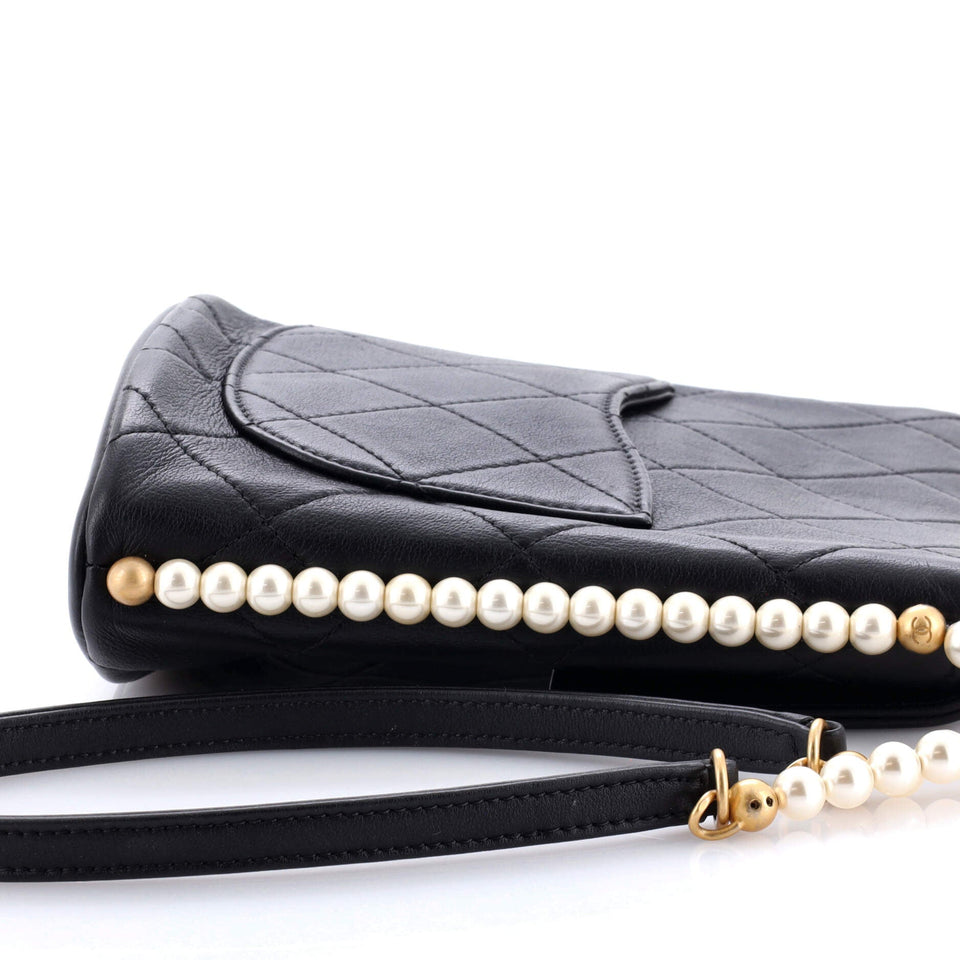 About Pearls Flap Hobo Quilted Calfskin Small