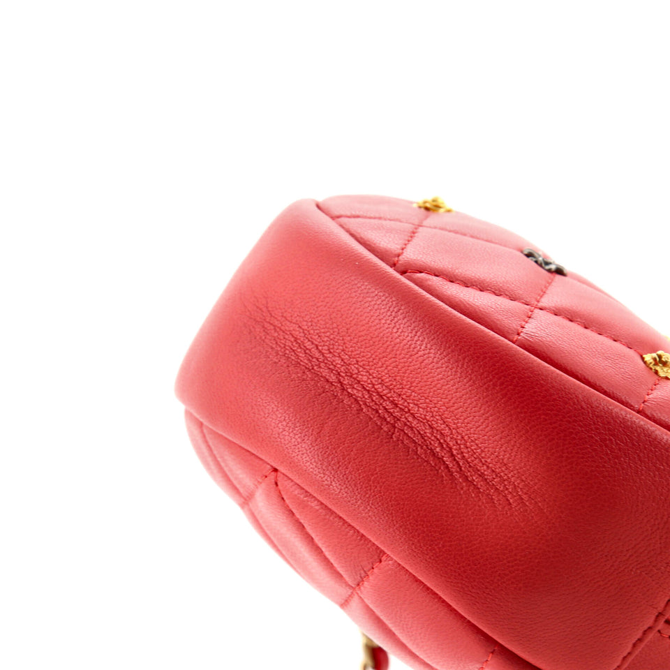 Lucky Charms Round Clutch With Chain Quilted Lambskin Mini
