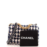 19 Flap Bag Quilted Houndstooth Tweed and Ribbon Medium