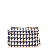 19 Flap Bag Quilted Houndstooth Tweed and Ribbon Medium