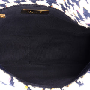 19 Flap Bag Quilted Houndstooth Tweed and Ribbon Medium