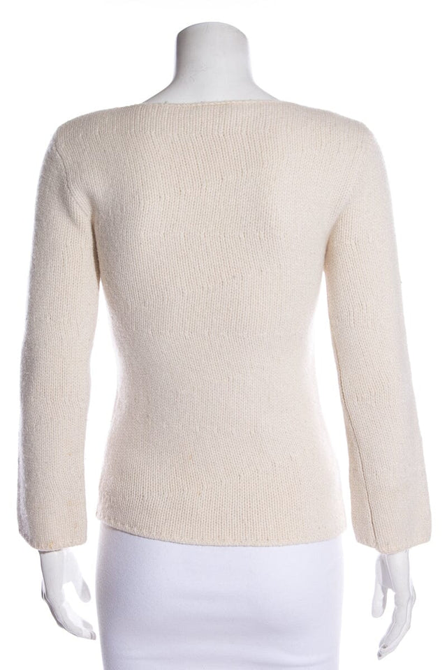Chanel Cream Wool Boat Neck Sweater SZ 36