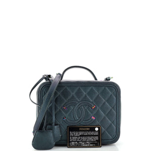 Filigree Vanity Case Quilted Iridescent Caviar Medium