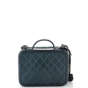 Filigree Vanity Case Quilted Iridescent Caviar Medium
