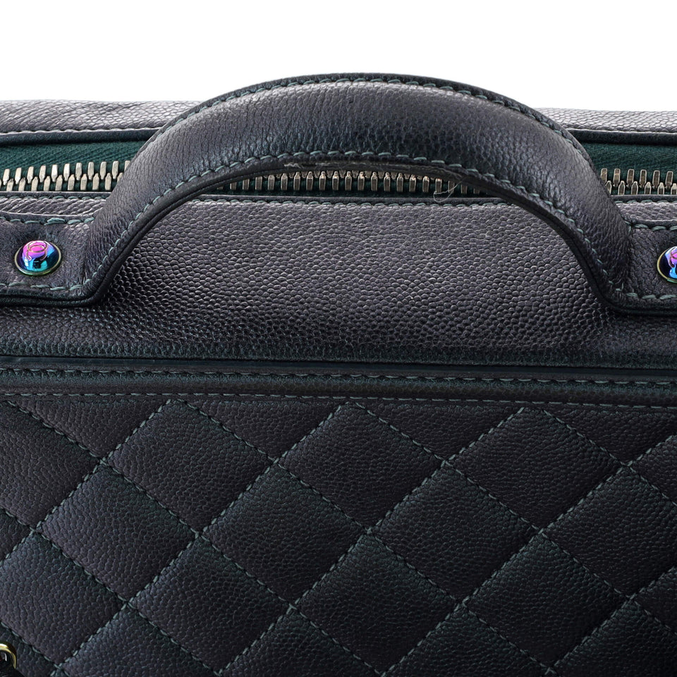 Filigree Vanity Case Quilted Iridescent Caviar Medium