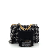 19 Flap Bag Quilted Houndstooth Tweed and Ribbon Medium