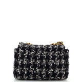 19 Flap Bag Quilted Houndstooth Tweed and Ribbon Medium