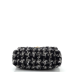 19 Flap Bag Quilted Houndstooth Tweed and Ribbon Medium