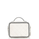 Filigree Vanity Case Quilted Caviar with Striped Leather Small