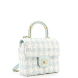 Crush Top Handle Flap Bag Quilted Tweed Mini