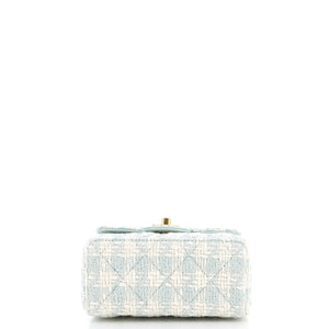 Crush Top Handle Flap Bag Quilted Tweed Mini