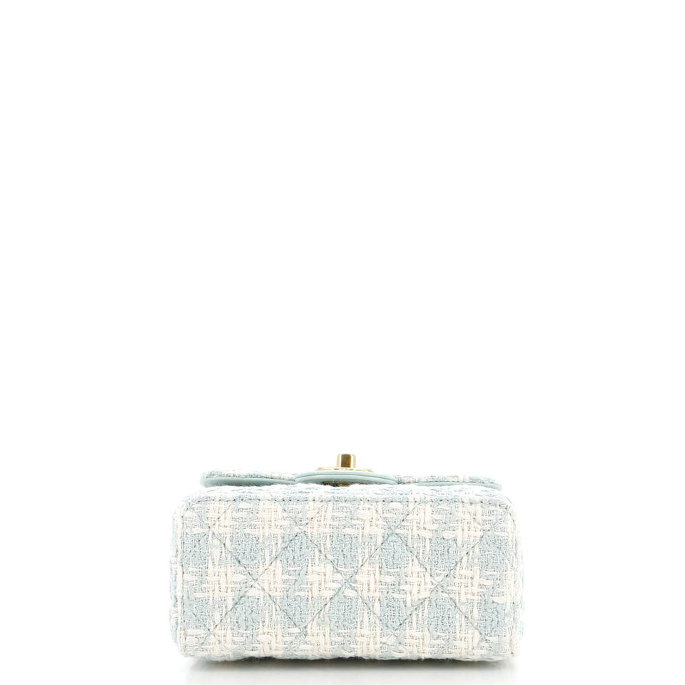 Crush Top Handle Flap Bag Quilted Tweed Mini