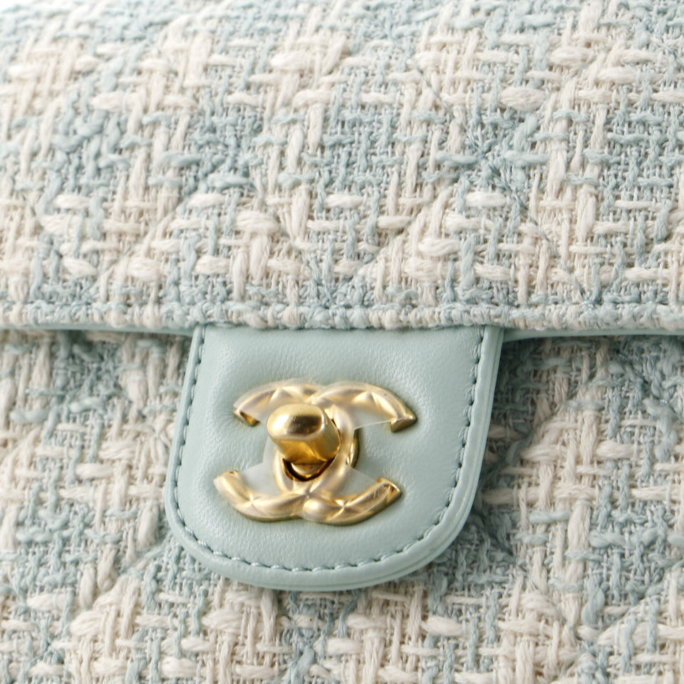 Crush Top Handle Flap Bag Quilted Tweed Mini