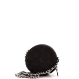 Star Round Clutch with Chain Quilted Suede with Crystal Embellished Charms