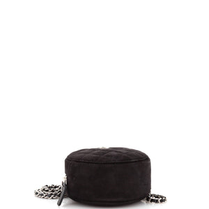 Star Round Clutch with Chain Quilted Suede with Crystal Embellished Charms