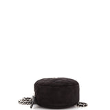 Star Round Clutch with Chain Quilted Suede with Crystal Embellished Charms