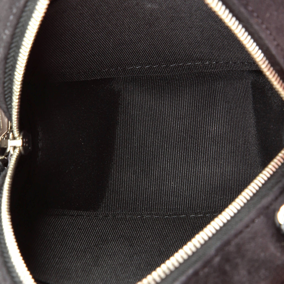 Star Round Clutch with Chain Quilted Suede with Crystal Embellished Charms