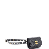 CC Flap Double Chain Belt Bag Quilted Goatskin Mini