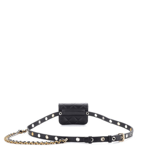 CC Flap Double Chain Belt Bag Quilted Goatskin Mini