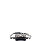 CC Flap Double Chain Belt Bag Quilted Goatskin Mini