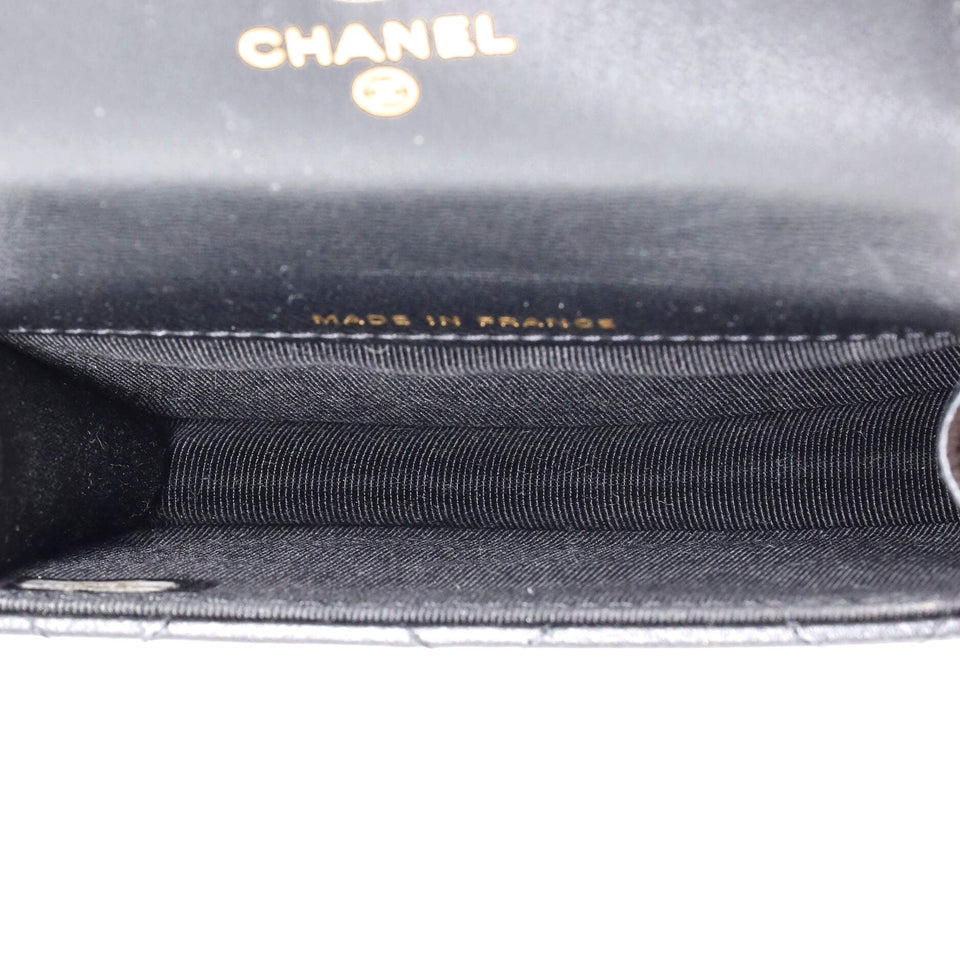 CC Flap Double Chain Belt Bag Quilted Goatskin Mini