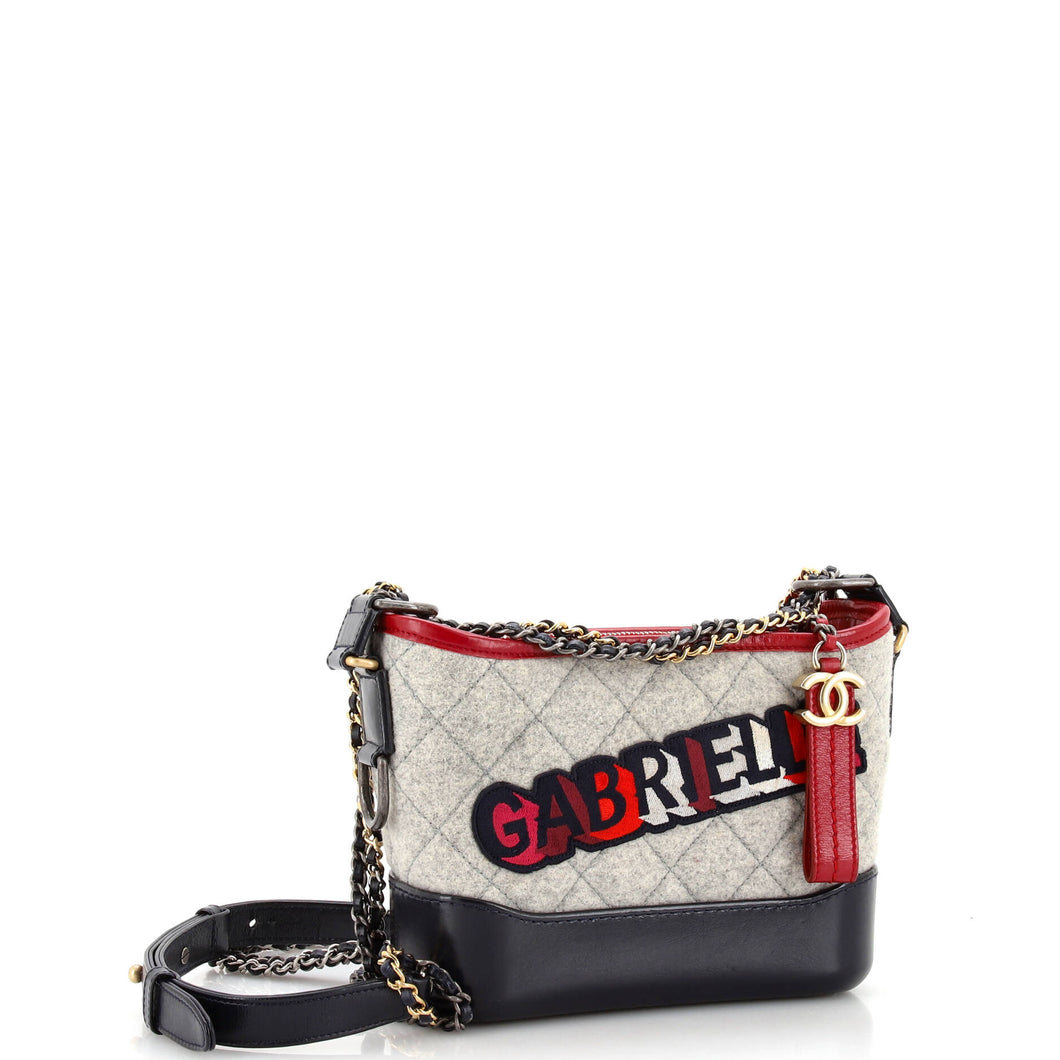 Gabrielle Logo Hobo Quilted Felt and Calfskin Small