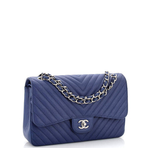 Classic Double Flap Bag Chevron Caviar Jumbo
