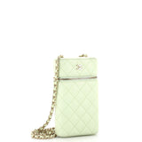 Classic Vanity Phone Holder with Chain Quilted Caviar