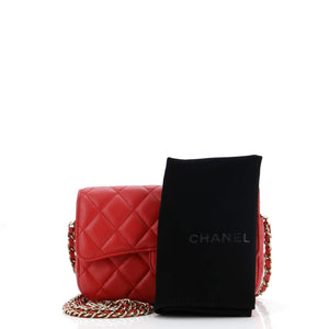 Phone Holder Zip Around Wallet on Chain Quilted Lambskin