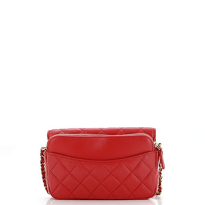 Phone Holder Zip Around Wallet on Chain Quilted Lambskin