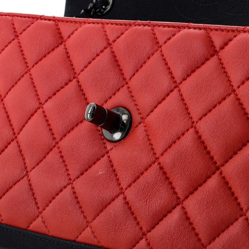 Two Tone Flap Bag Quilted Lambskin with Grosgrain Medium