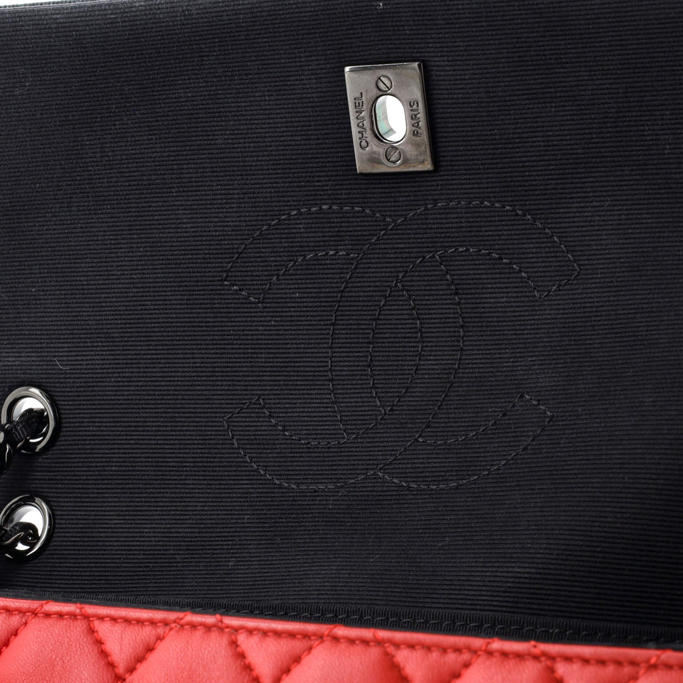 Two Tone Flap Bag Quilted Lambskin with Grosgrain Medium