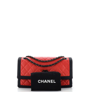Two Tone Flap Bag Quilted Lambskin with Grosgrain Medium