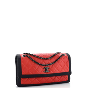 Two Tone Flap Bag Quilted Lambskin with Grosgrain Medium