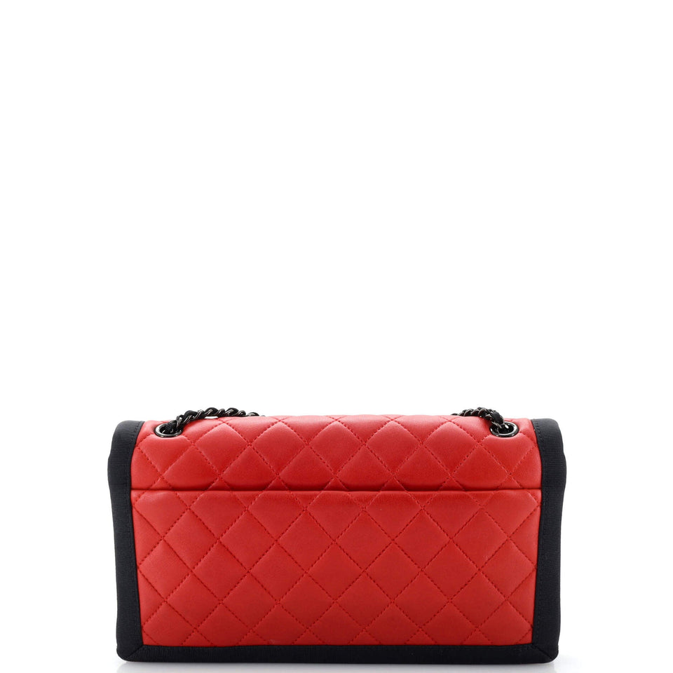 Two Tone Flap Bag Quilted Lambskin with Grosgrain Medium