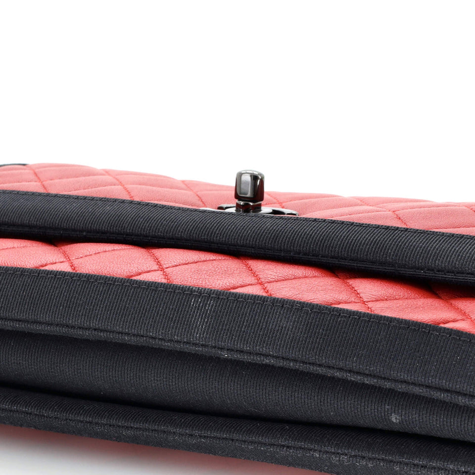 Two Tone Flap Bag Quilted Lambskin with Grosgrain Medium