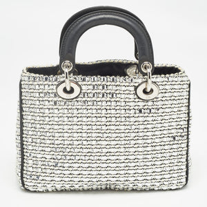 Dior Black/silver Tweed And Leather Small Diorissimo Patch Tote