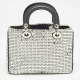 Dior Black/silver Tweed And Leather Small Diorissimo Patch Tote