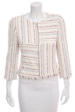 Chanel 2000 Cream & Red Tweed Zip Up Jacket SZ 38