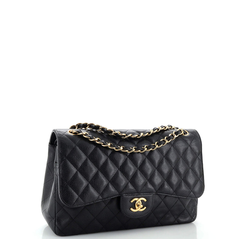 Classic Double Flap Bag Quilted Caviar Jumbo