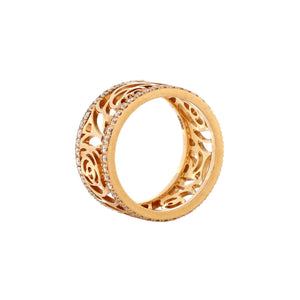 Camelia Ajoure Band Ring 18K Rose Gold with Diamonds
