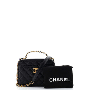 Pick Me Up Logo Handle Vanity Case Quilted Caviar Small