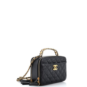 Pick Me Up Logo Handle Vanity Case Quilted Caviar Small