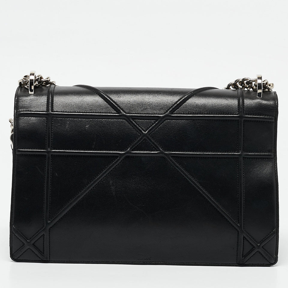 Dior Black Leather Large Diorama Flap Shoulder Bag